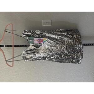 Johnny Wujek Sequin Mini Dress - Silver - Size M